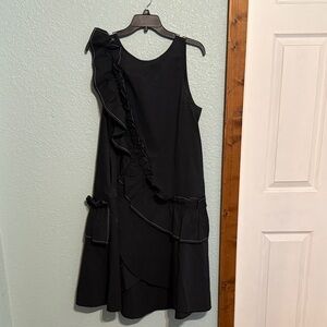 Calabasas Boutique Black Ruffle-Trim Sleeveless Dress